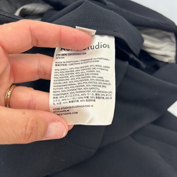 Acne Studios Black Mid-Length Midi Wool Skirt Asymmetrical Black 36 Pencil 4 - Picture 11 of 11